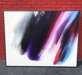 Large Ted Lownik, Abstract Acrylic on Canvas, signed bottom 61" x 51"
