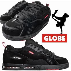 Globe Mens Black Suede Skateboarding  Sneakers Shoes Size 11