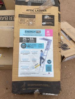 Shop Louisville Ladder Energy Efficient 7 ft. 8 in. to 10 ft. 3 in., 25.5 in. x 54 in. Insulated Aluminum Attic Ladder, 375 lbs. Load Capacity