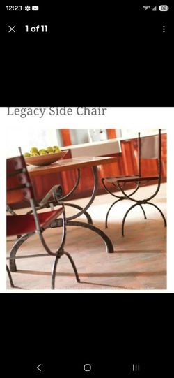 Timeless Wrought Iron Legacy Chair Set of 4 Leather