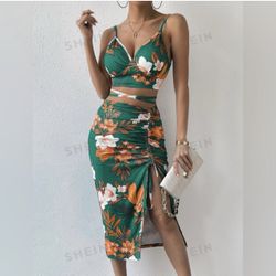 SHEIN Tropical Green Floral top and skirt Set