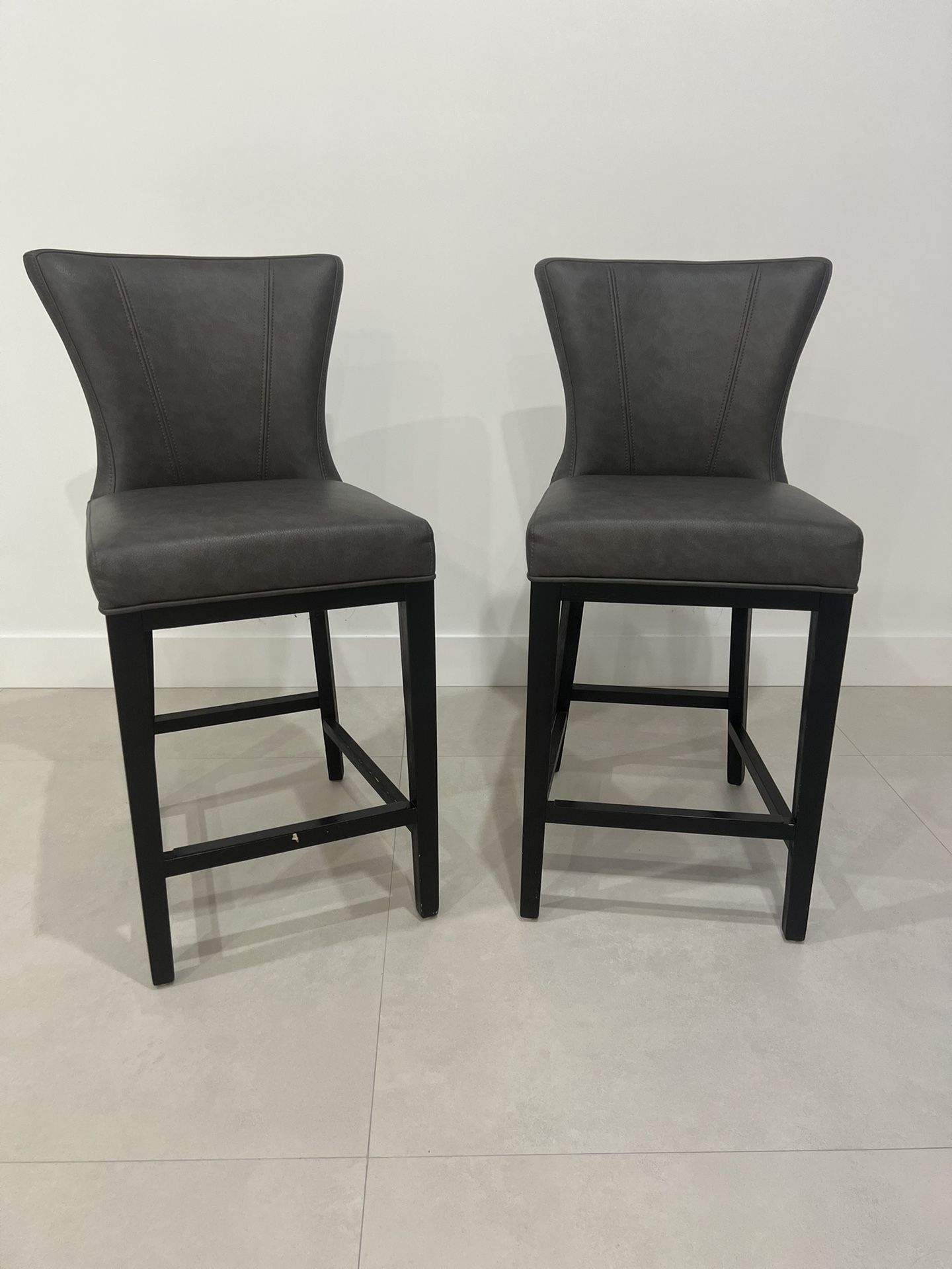 Two Leather Luxury Bar Stool For Sale 