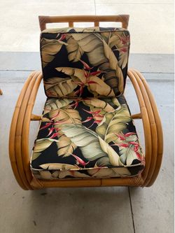 Vintage Rattan Chair + Matching Side Tables