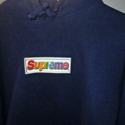 Supreme Navy Blue Box Logo Hoodie