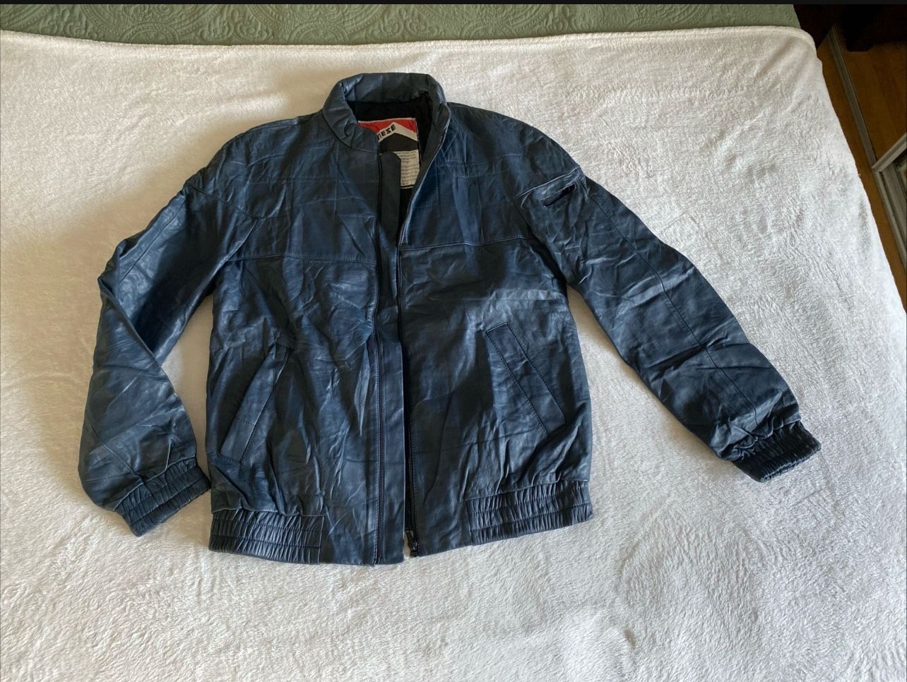 Leather Motorcycle Jacket - Dainese, mens 50 (medium) Dark Blue