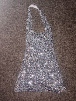 ✨ Urban Outfitters Silver Sparkly Halter Dress – Size Small