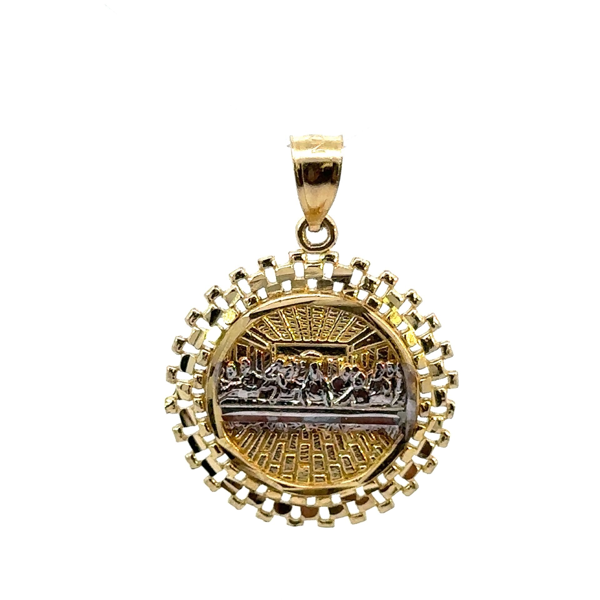 10k Two Toned White And Yellow Gold Last Supper Charm Pendant For Necklace GP3118063