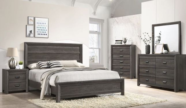Adelaide Brown Panel Bedroom Set( Queen king twin full bedroom set bed frame tall dresser nightstand and chest mattress options