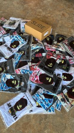 Bape tees and one pair of yeezy slides