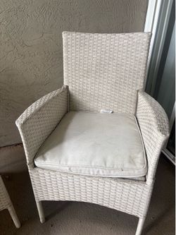 White patio chairs