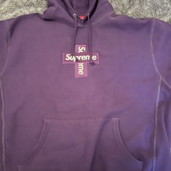 Supreme Cross Box Logo Hoodie Large (purple)