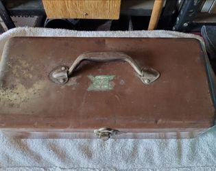 Vintage J.C. Higgins tackle box and tackle