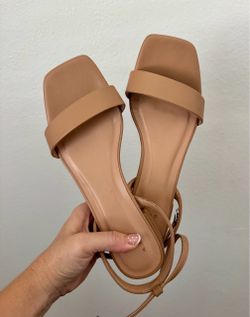 A New Day Tan Square Toe Sandals Size 8