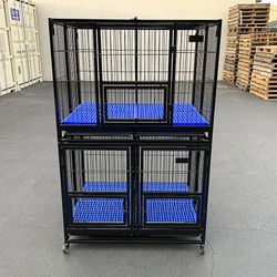 (New) $370 Set of (2) Stackable Heavy-Duty Dog Cage Crate 41x31x65 inches
