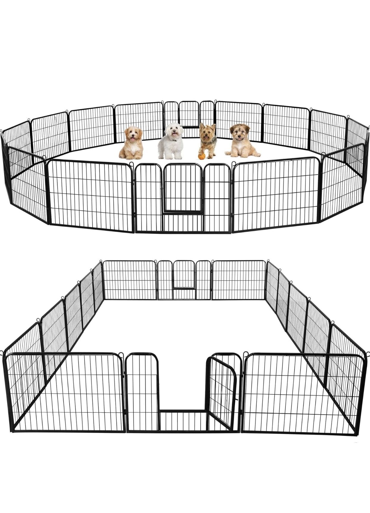Dog Playpen Outdoor 24 inch 16 Panels Indoor Dog Fence Metal Dog Pen Heavy Duty