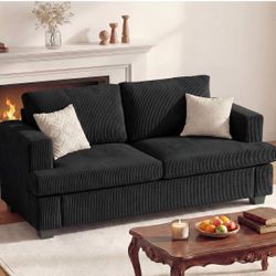 63" Loveseat Sofa Couch, Cloud Couch Lounge Sofa with 2 Cushion for Bedroom, Corduroy Lounge Sofa for Living Room Aparment,