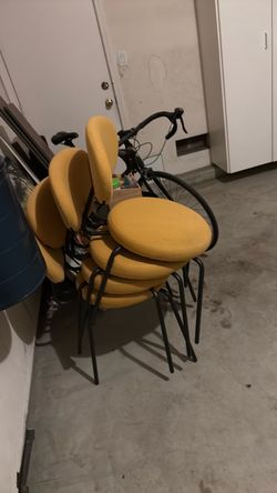 Set of 4 Yellow Upholstered Dining Chairs