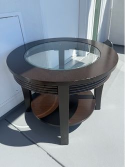 Round Glass Top Side Table