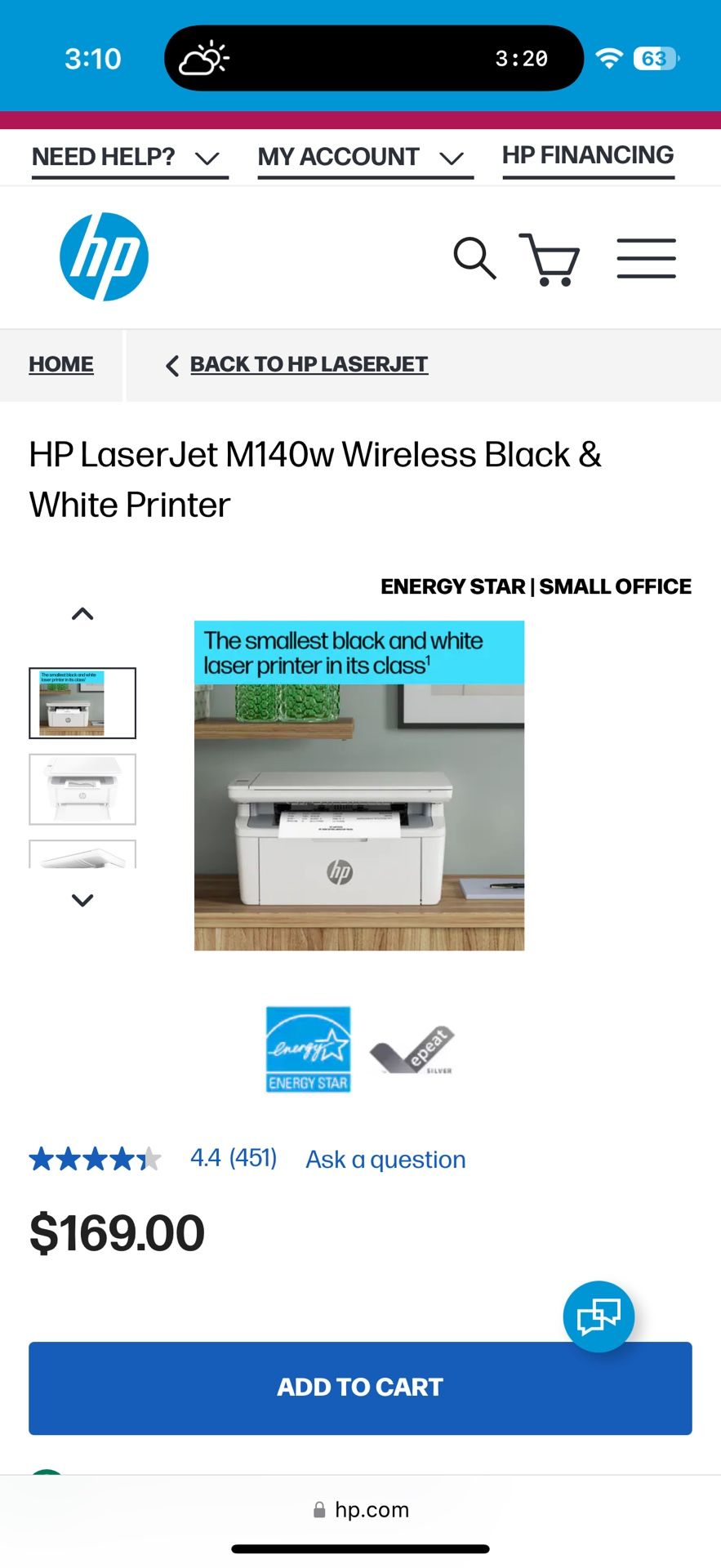 HP Laser Jet MFP M140w printer - Wireless Mobile Printing $95