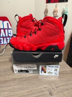 Size 5Y / 6.5W - Air Jordan retro 9 GS Chile Red Black