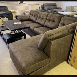 Dark Brown Large Size Puffy Sectional With Chaise👍 Color Options🌟 On Display🏠