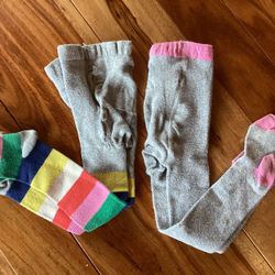 Mini Boden Girls Tights Size 4-5, Set Of 2