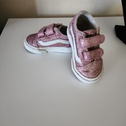 Size 4 Pink Glitter Vans 