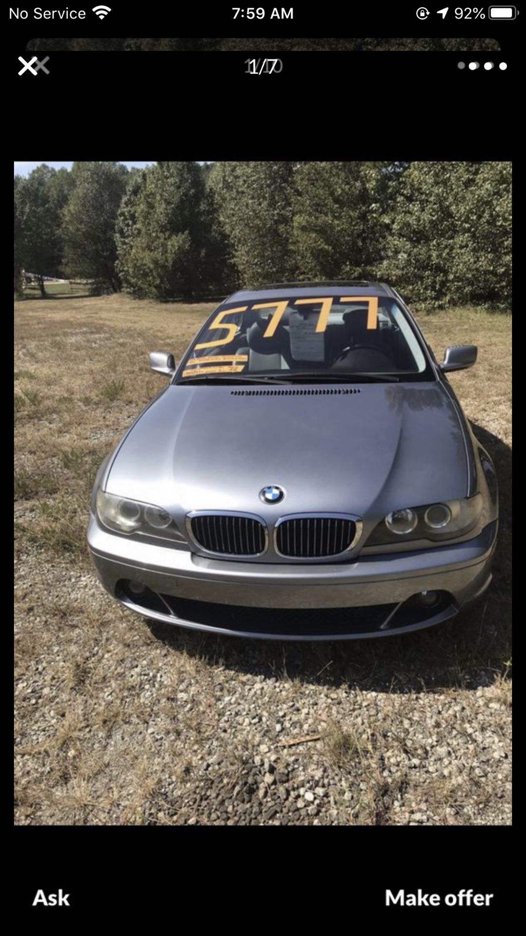 2005 bmw 325ci with 95k.mil power windows power doors leather seats air condition and heater works great