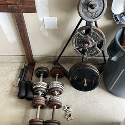 Weights Barbell Dumbbells Bench