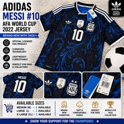 🇦🇷 Adidas Argentina Messi #10 2022 FIFA World Cup Away Jersey ⚽