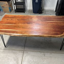 Chadwick Natural Wood + Metal Rectangular Live Edge 79" Table | Acacia Wood - Living Spaces