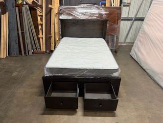 Full Dark Wood Captain Bed with Storage Drawers