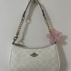 Coach White Signature Mini Shoulder Bag Y2K Baguette Purse