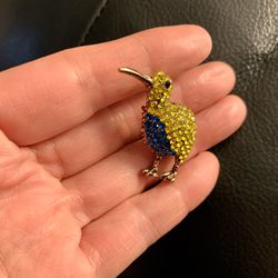 Kiwi bird (flightless bird) brooch pendant 