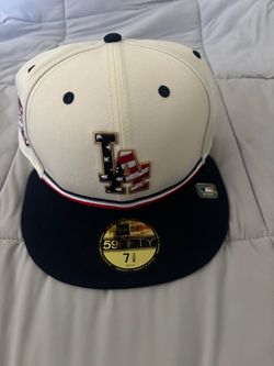 Los Angeles Dodgers New Era USA 250 Fourth of July 59FIFTY Fitted Hat - Cream/Navy