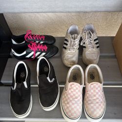 4 Pairs Of Shoes Vans, Adidas Size 4.5 For Girls