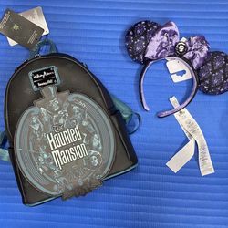 Loungefly Disney Parks Exclusive Haunted Mansion Mini Backpack and Haunted Mansion Ears/Headband - Both NWTs 
