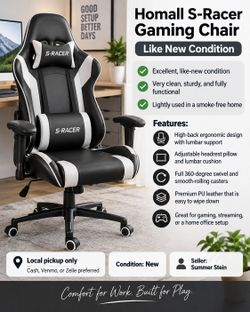 Black and white Homall S-Racer gaming chair