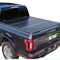 Hard Folding Truck Bed Tonneau Cover Compatible With Chevy Silverado & GMC Sierra 2 HD 2020(New) 2021 2022 2023 2024 2025 6.9 Ft Standard Box(