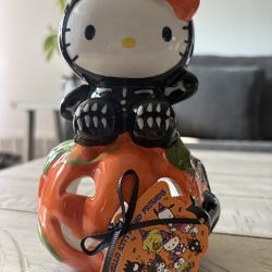 Spooky Hello Kitty Skeleton Halloween Costume Candle Holder