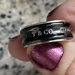 Tiffany&co Sterling Silver And Titanium Concave Ring