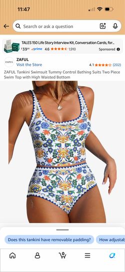 NWT ZAFUL Floral Tankini Swimsuit Set – Blue/Yellow – Women’s XL