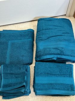 New Bath Towel Set in Dark Turquoise 9 Pieces Mat Wash Cloth Hand Towel