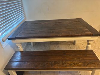 Farmhouse Dining Table with Bench