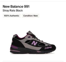 New Balance 991 Stray Rats Black Size 11