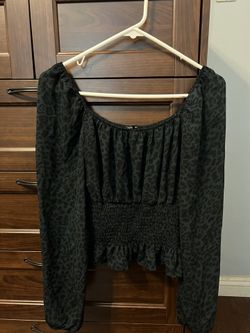 Small Blue And Black Cheetah Print Blouse
