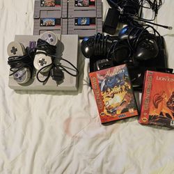 Snes With Games And Sega Genesis And Games