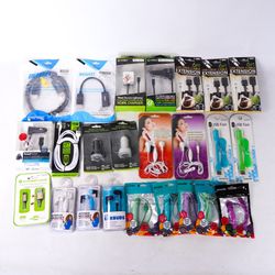 24 Random Brand New Sealed NIB Electronics Headphones Charger Cords USB Fans