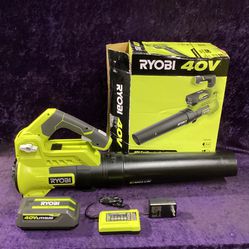 🧰🛠RYOBI 40V 110MPH/525CFM Cordless Variable-Speed Jet Fan Leaf Blower w/4.0Ah Battery & Charger NEW!-$120!🧰🛠