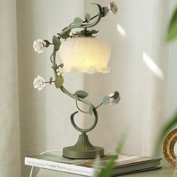🔥👀🔥Bedside Lamp Stained Glass Flower Table Reading Lamp Nightstand Desk Light, 1 Light, 20”  Tall